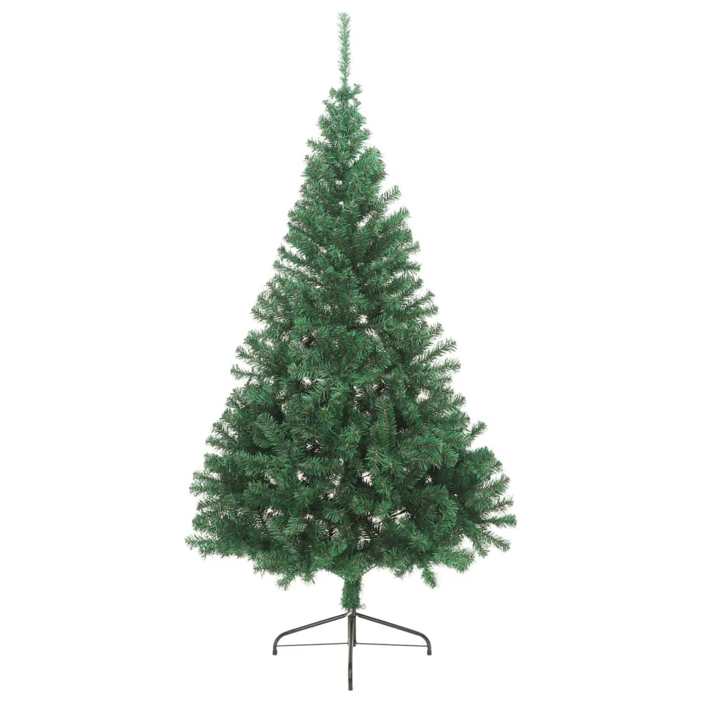 vidaXL Medio árbol de Navidad artificial con soporte PVC verde 180 cm