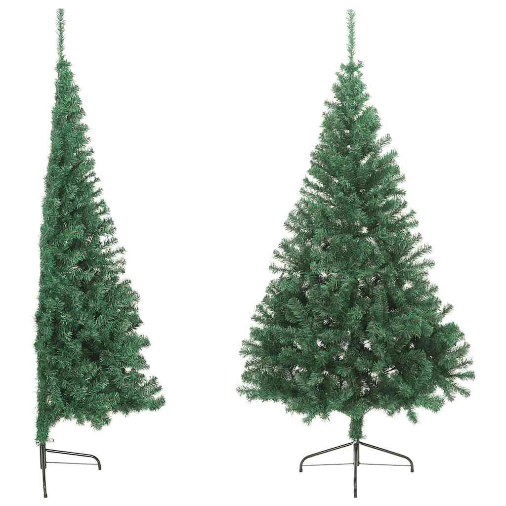 vidaXL Medio árbol de Navidad artificial con soporte PVC verde 180 cm