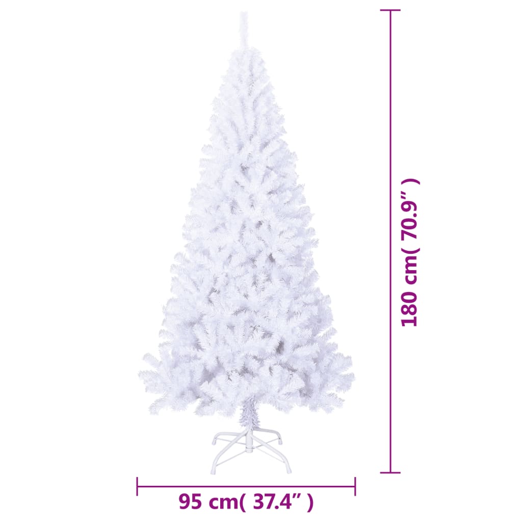 vidaXL Árbol de Navidad artificial con ramas gruesas PVC blanco 180 cm