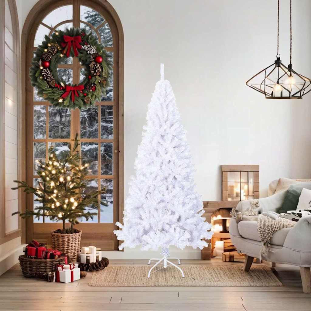 vidaXL Árbol de Navidad artificial con ramas gruesas PVC blanco 180 cm