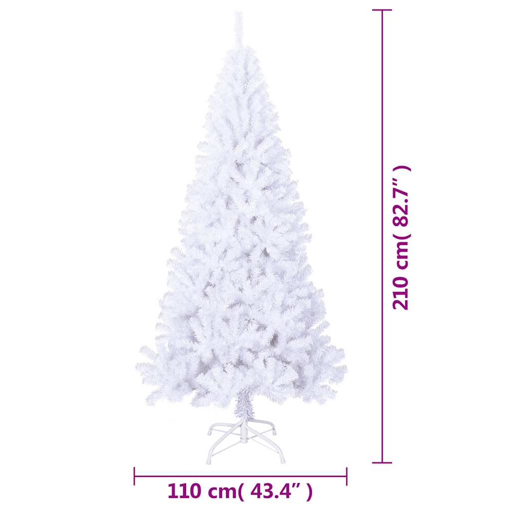 vidaXL Árbol de Navidad artificial con ramas gruesas PVC blanco 210 cm