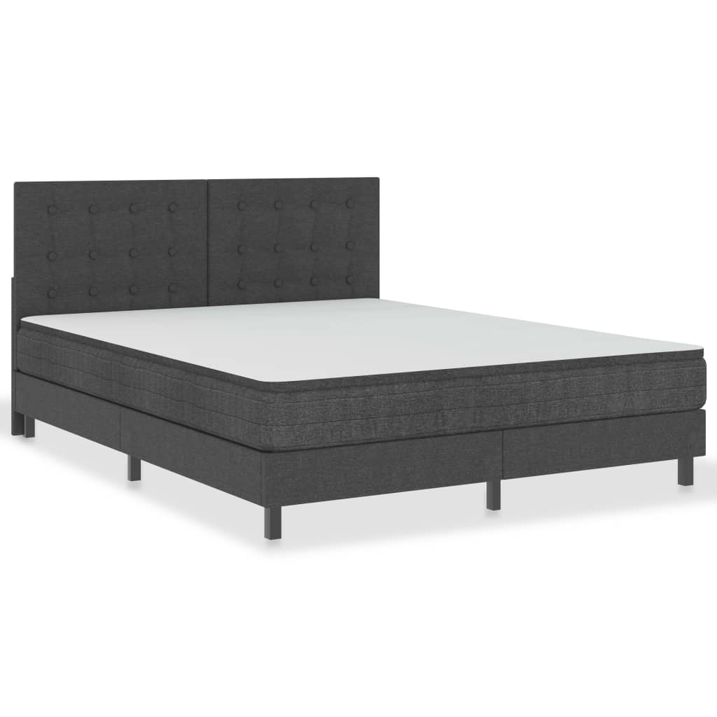 vidaXL Cama box spring tela gris oscuro 160x200 m