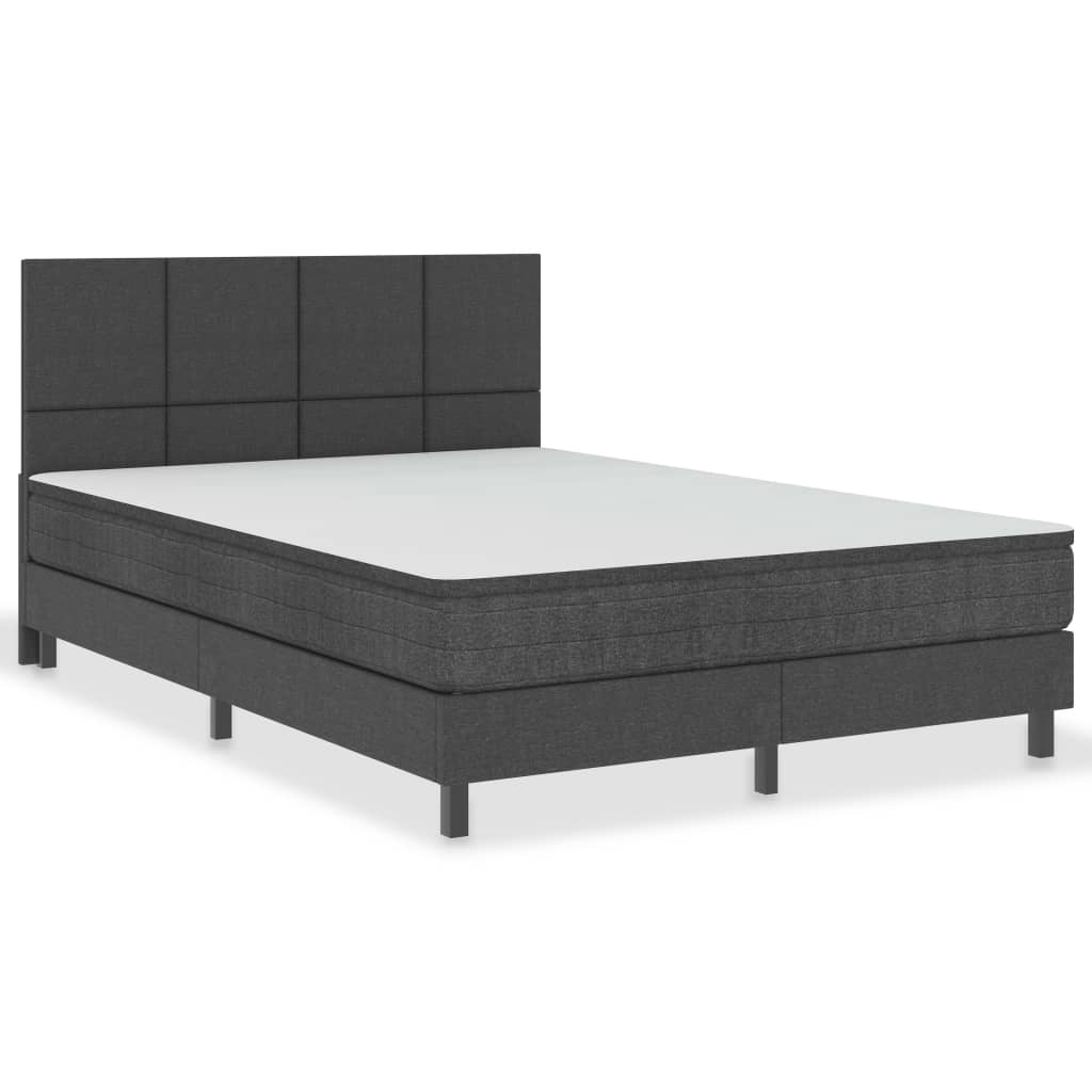 vidaXL Cama box spring tela gris oscuro 140x200 cm