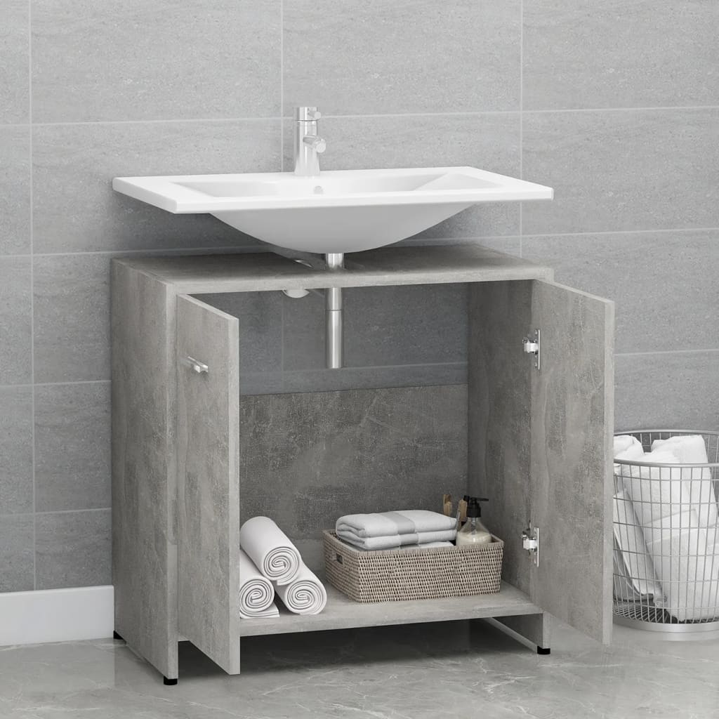 vidaXL Armario de baño madera contrachapada gris hormigón 60x33x61 cm