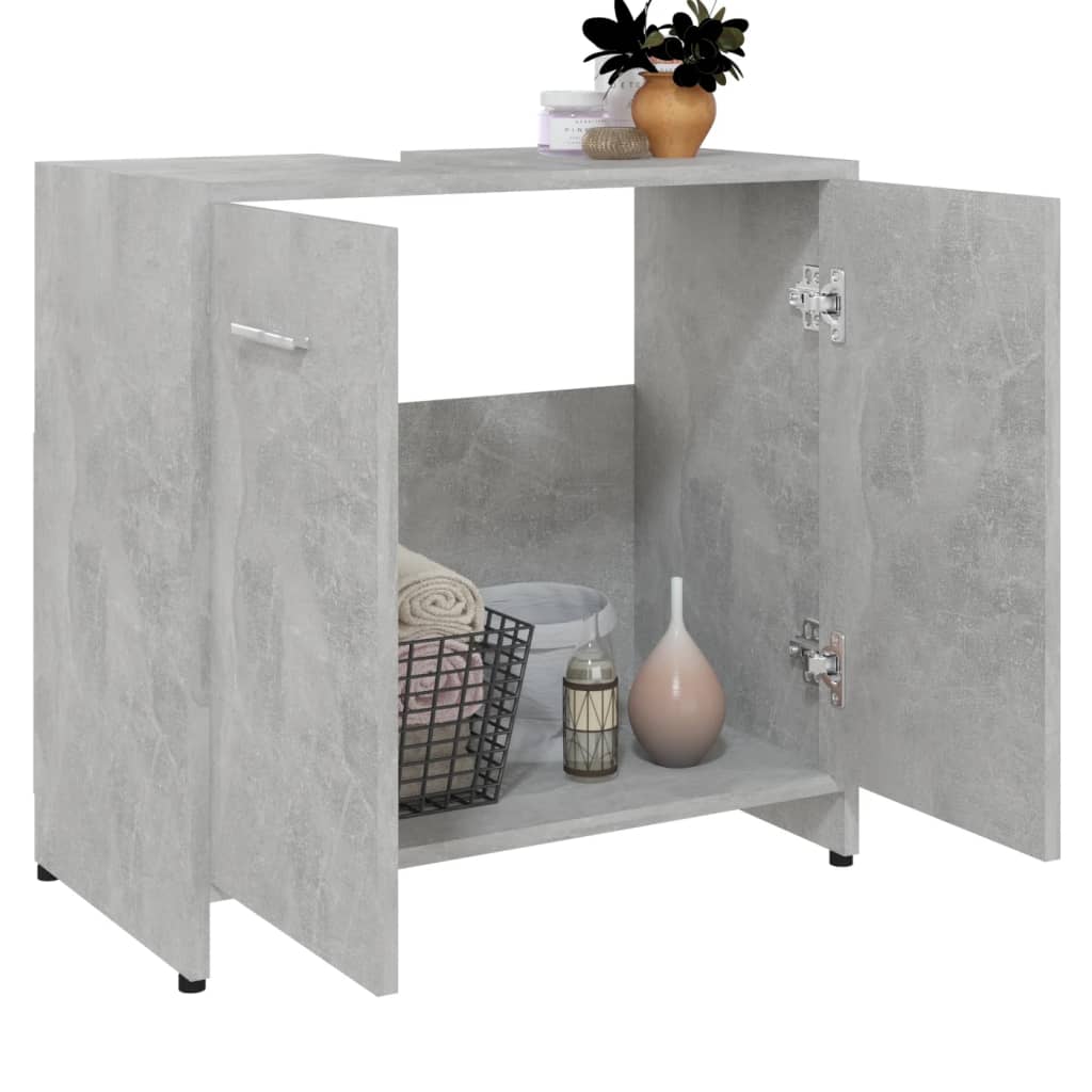 vidaXL Armario de baño madera contrachapada gris hormigón 60x33x61 cm