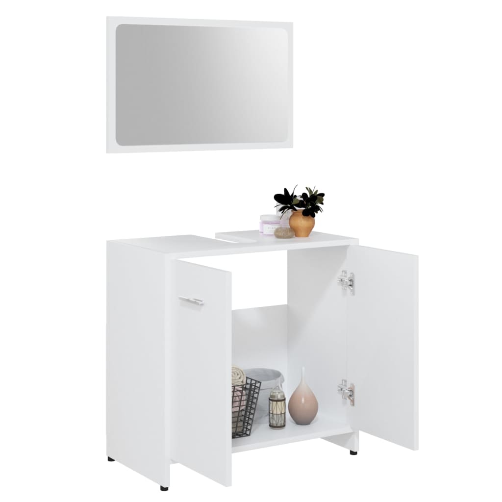 vidaXL Conjunto de muebles de baño madera contrachapada blanco