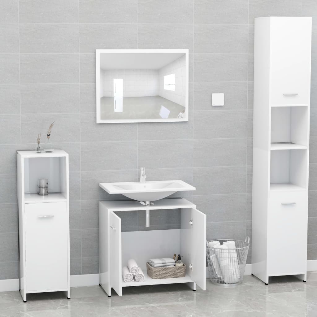 vidaXL Conjunto de muebles de baño madera contrachapada blanco