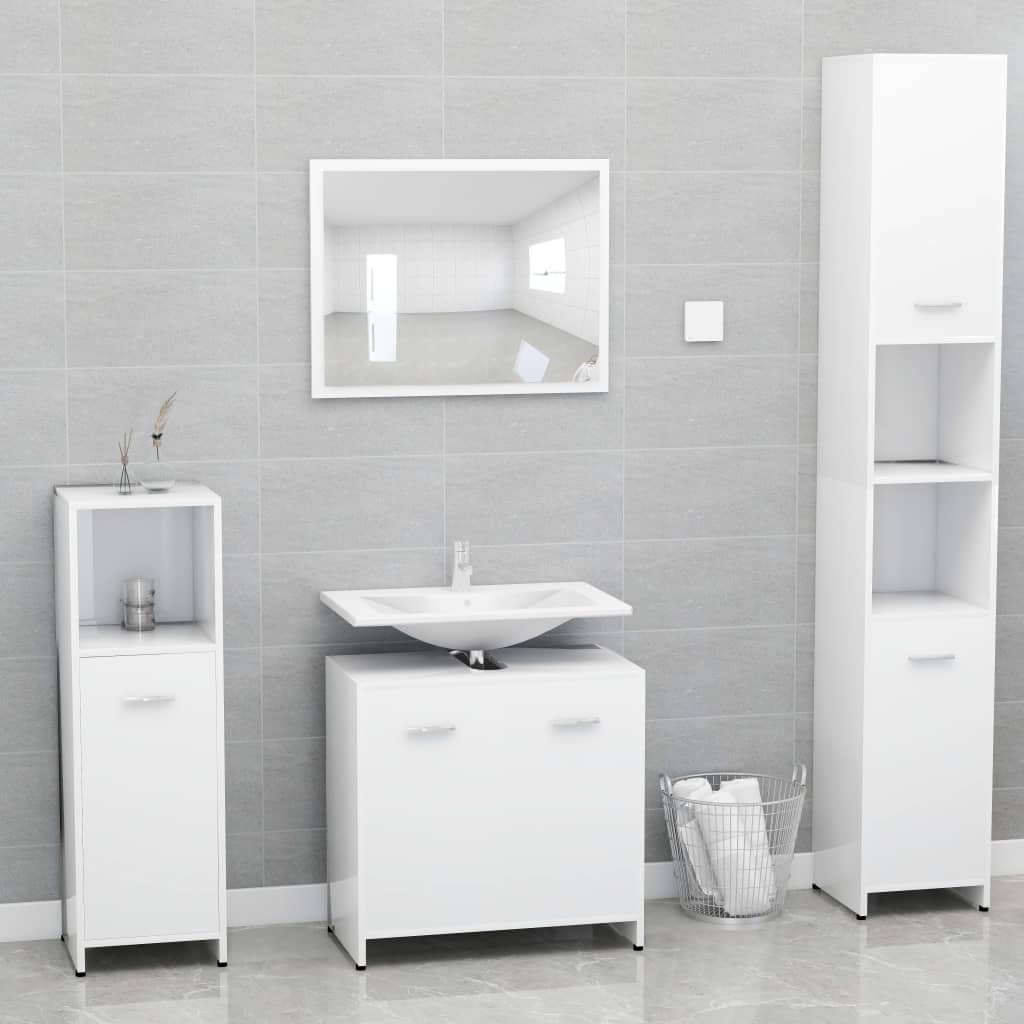 vidaXL Conjunto de muebles de baño madera contrachapada blanco