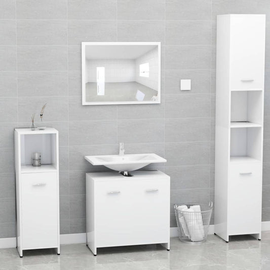 vidaXL Conjunto de muebles de baño madera contrachapada blanco