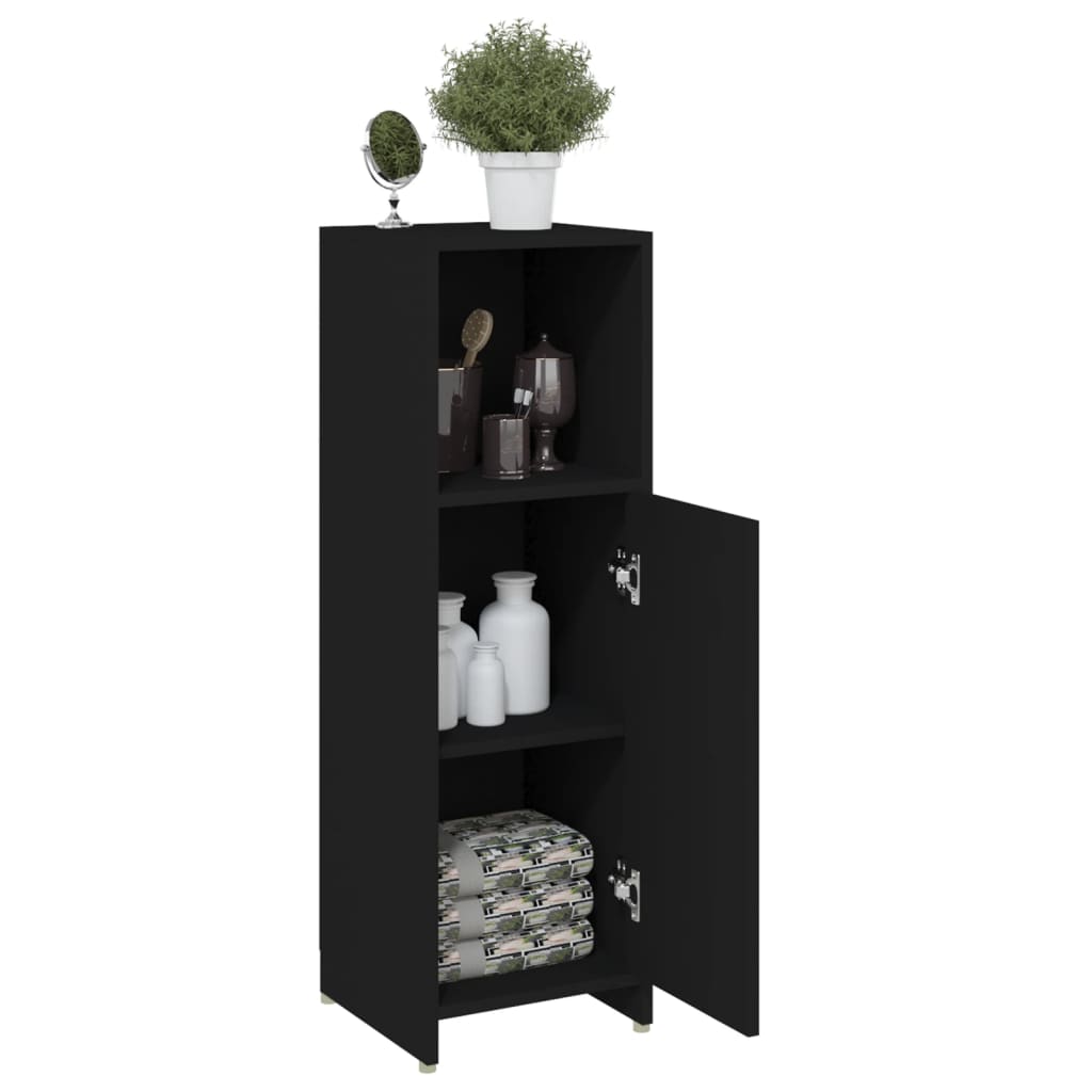 vidaXL Armario de baño madera contrachapada negro 30x30x95 cm