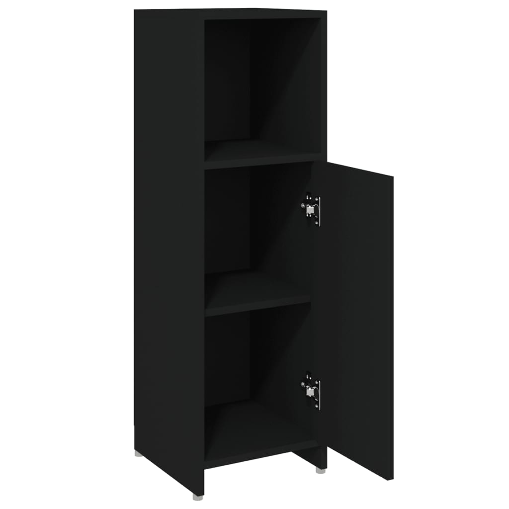 vidaXL Armario de baño madera contrachapada negro 30x30x95 cm