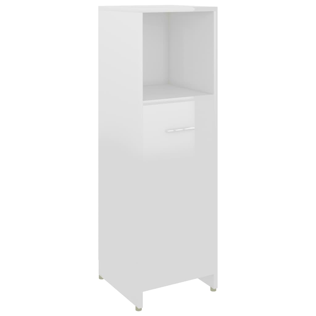 vidaXL Armario de baño madera contrachapada blanco brillo 30x30x95 cm