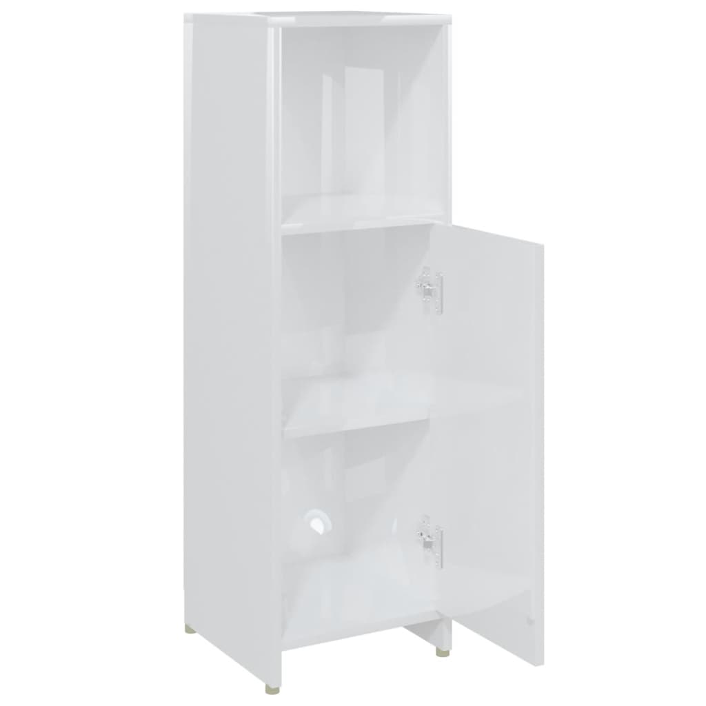 vidaXL Armario de baño madera contrachapada blanco brillo 30x30x95 cm