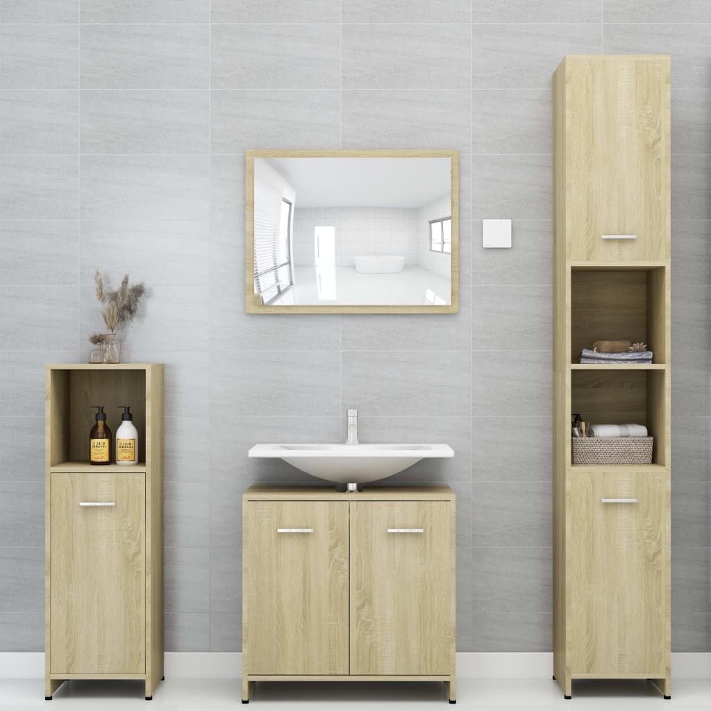 vidaXL Armario de baño madera contrachapada color roble 30x30x183,5 cm