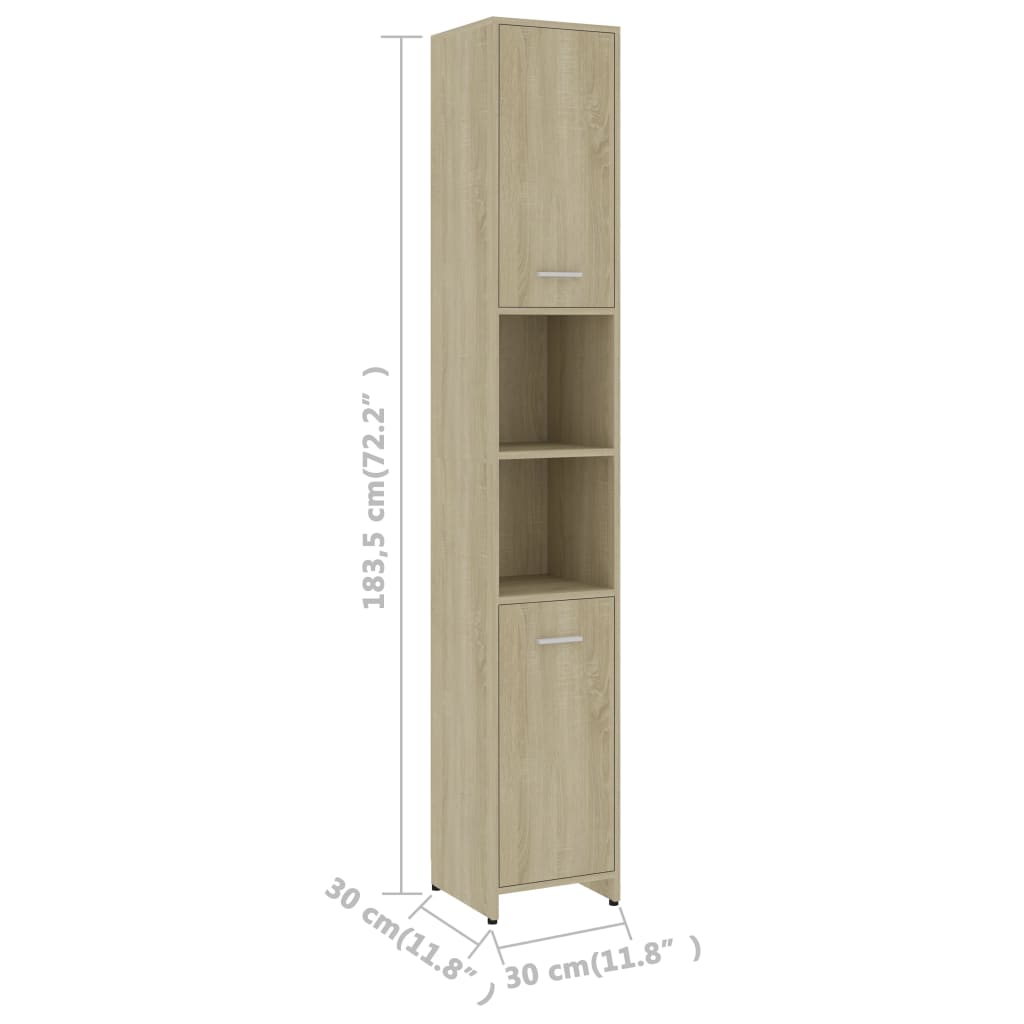 vidaXL Armario de baño madera contrachapada color roble 30x30x183,5 cm