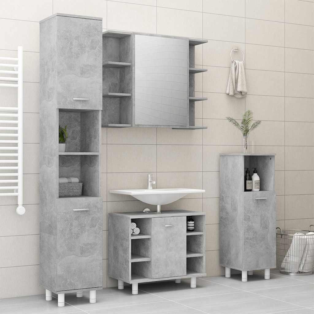 vidaXL Armario de espejo de baño contrachapada gris 80x20,5x64 cm