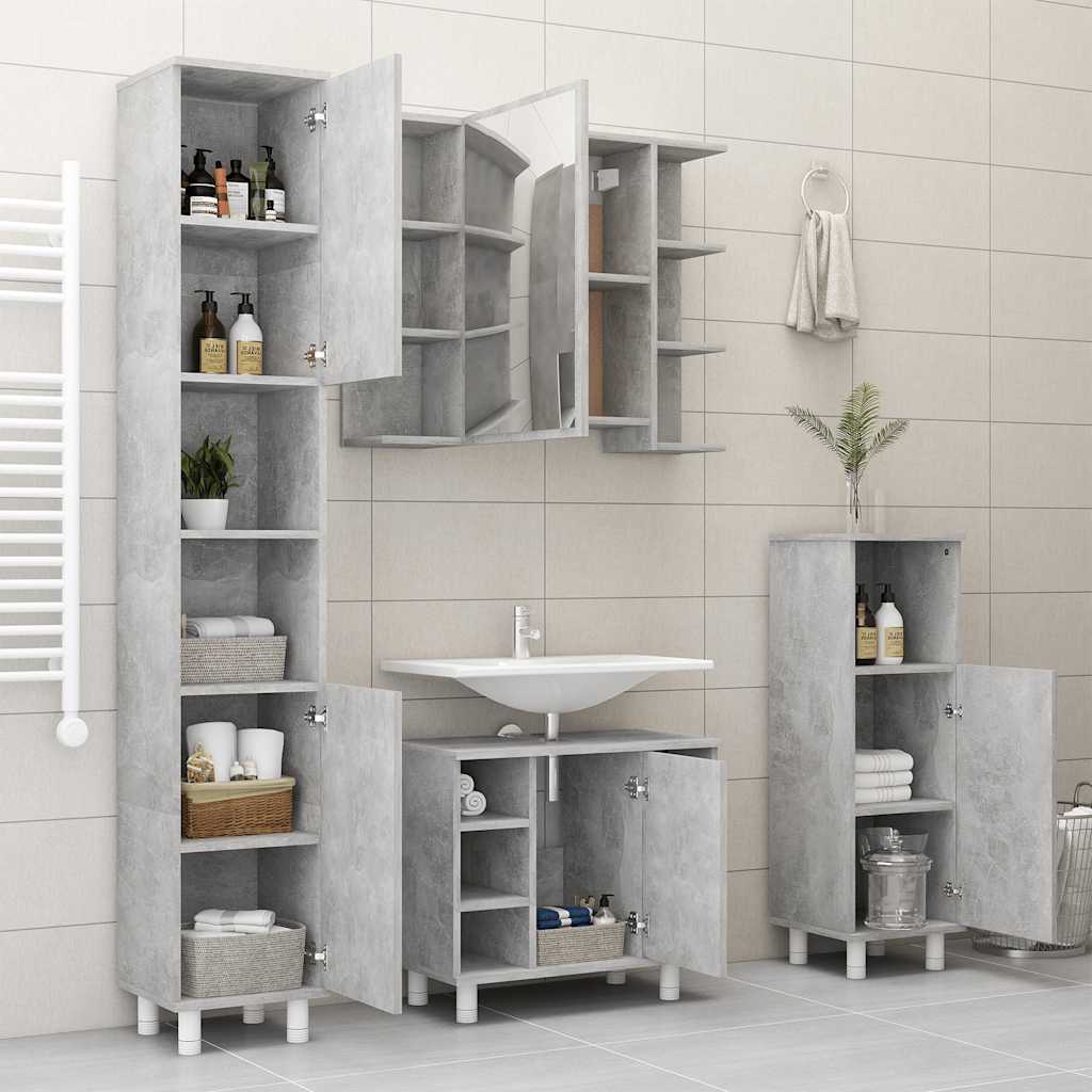 vidaXL Armario de espejo de baño contrachapada gris 80x20,5x64 cm