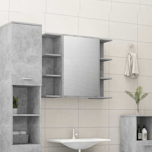 vidaXL Armario de espejo de baño contrachapada gris 80x20,5x64 cm