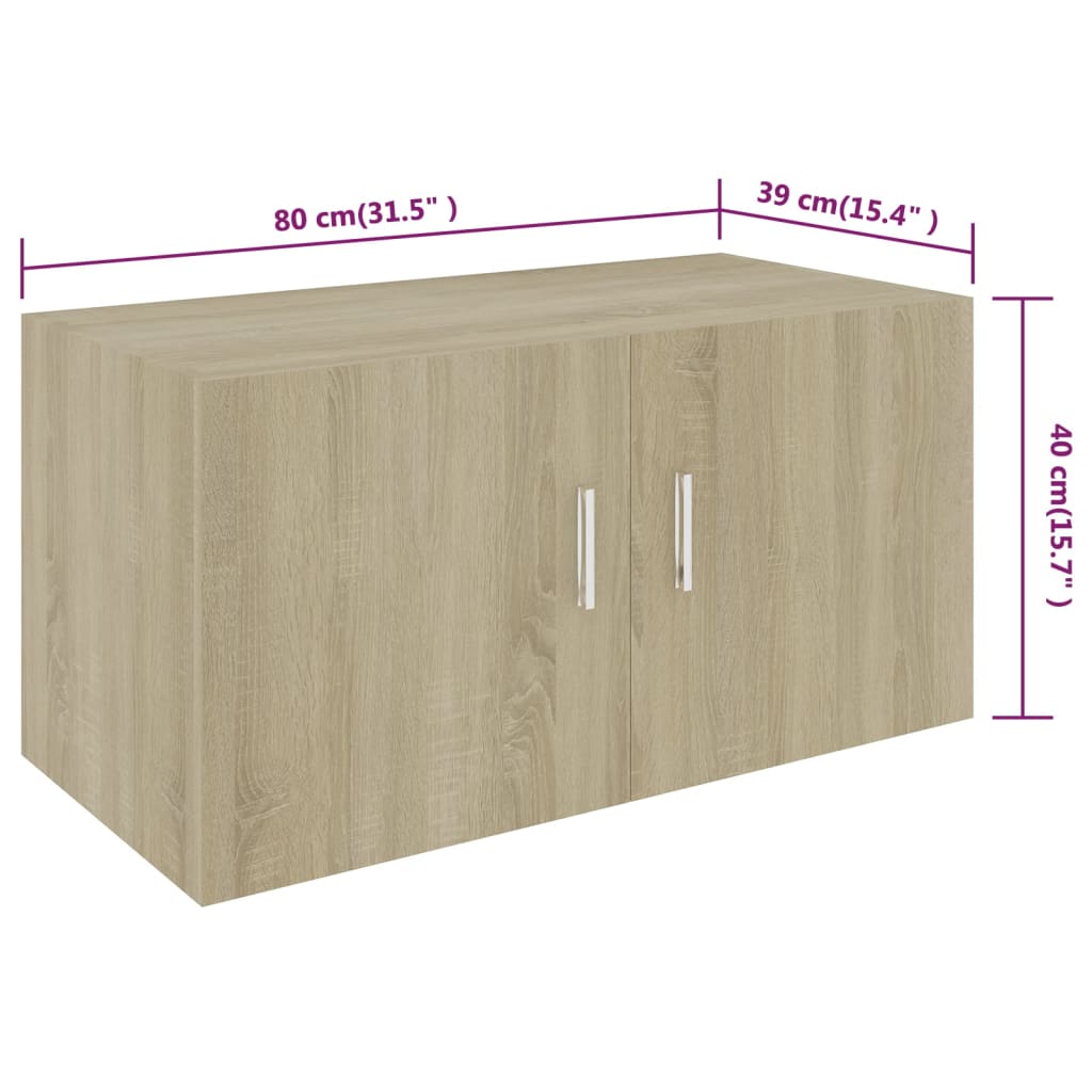 vidaXL Armario de pared madera ingeniería roble Sonoma 80x39x40 cm