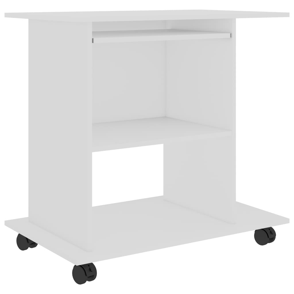 vidaXL Mesa de ordenador madera contrachapada blanco 80x50x75 cm