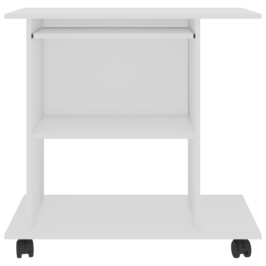 vidaXL Mesa de ordenador madera contrachapada blanco 80x50x75 cm