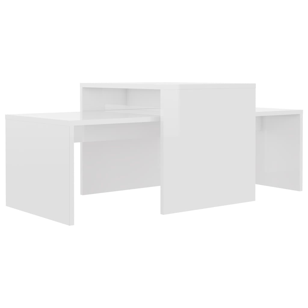 vidaXL Mesa de centro madera contrachapada blanco brillo 100x48x40 cm