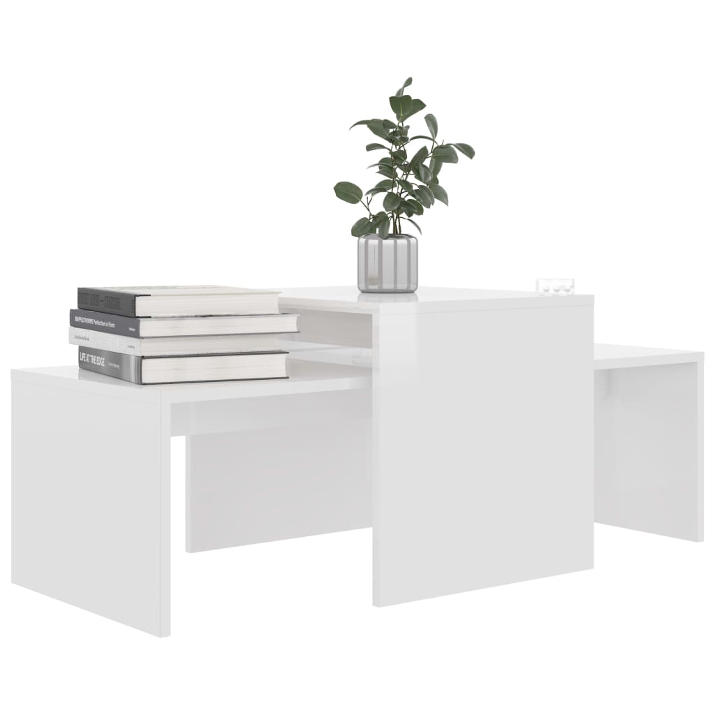 vidaXL Mesa de centro madera contrachapada blanco brillo 100x48x40 cm