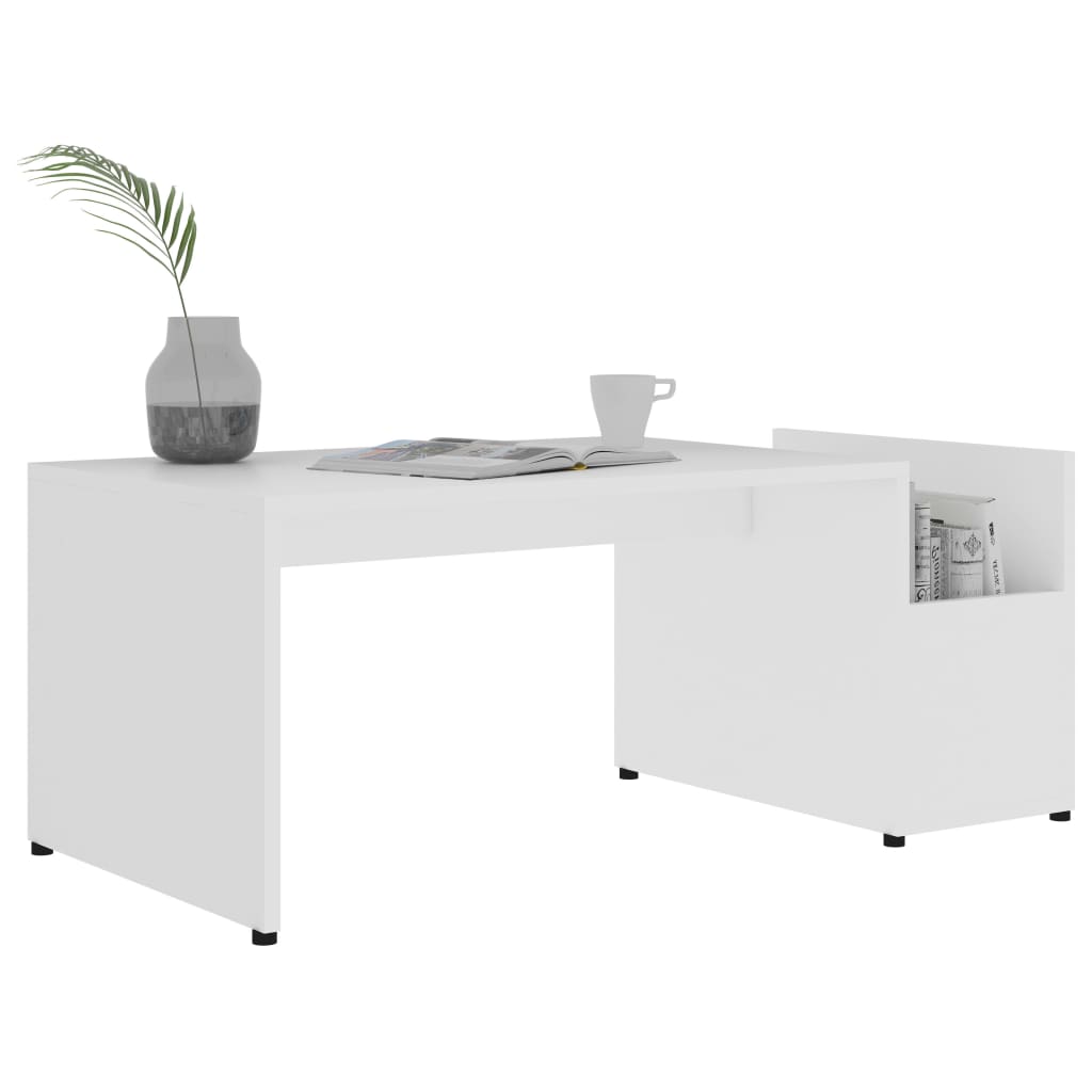 vidaXL Mesa de centro madera contrachapada blanco 90x45x35 cm