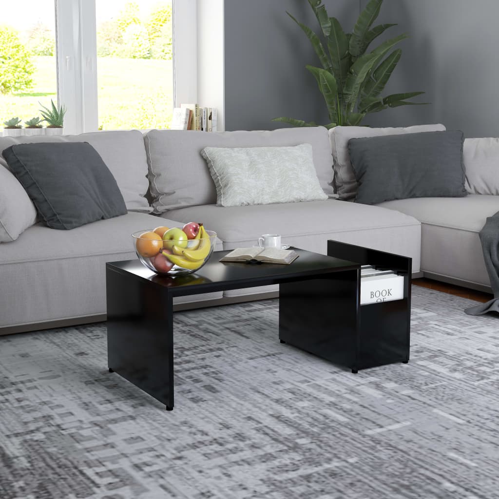 vidaXL Mesa de centro madera contrachapada negro 90x45x35 cm