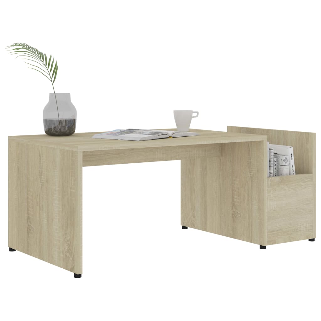 vidaXL Mesa de centro madera contrachapada color roble 90x45x35 cm