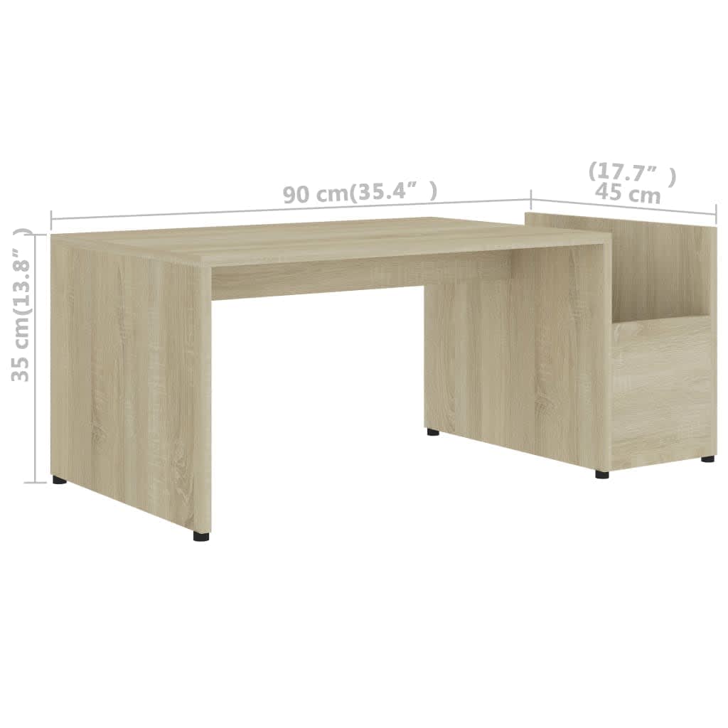 vidaXL Mesa de centro madera contrachapada color roble 90x45x35 cm