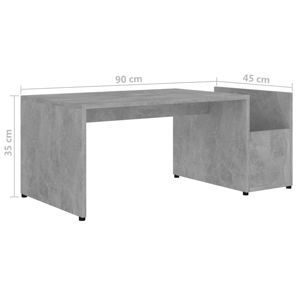 vidaXL Mesa de centro madera contrachapada gris hormigón 90x45x35 cm