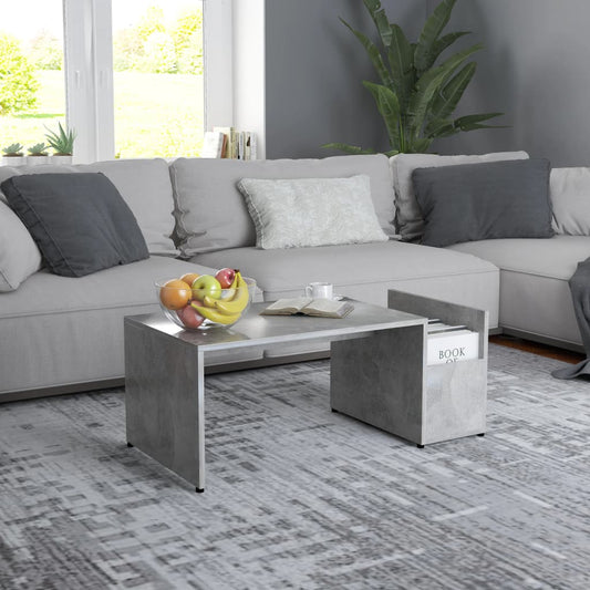 vidaXL Mesa de centro madera contrachapada gris hormigón 90x45x35 cm