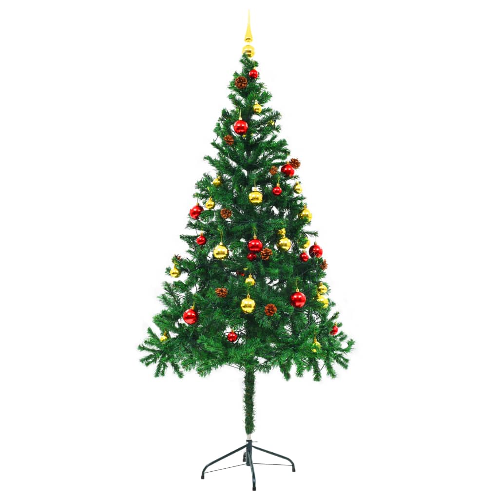 vidaXL Árbol de Navidad preiluminado con luces y bolas verde 180 cm