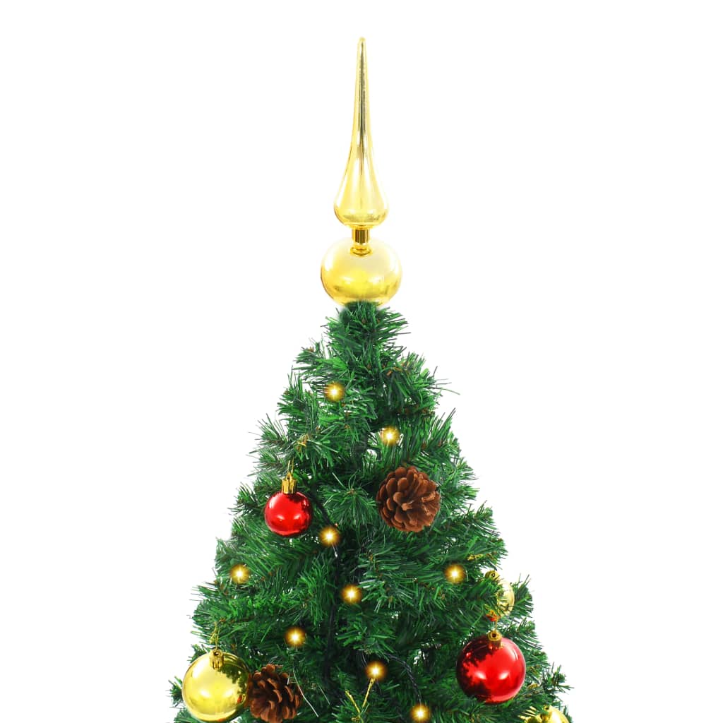 vidaXL Árbol de Navidad preiluminado con luces y bolas verde 180 cm