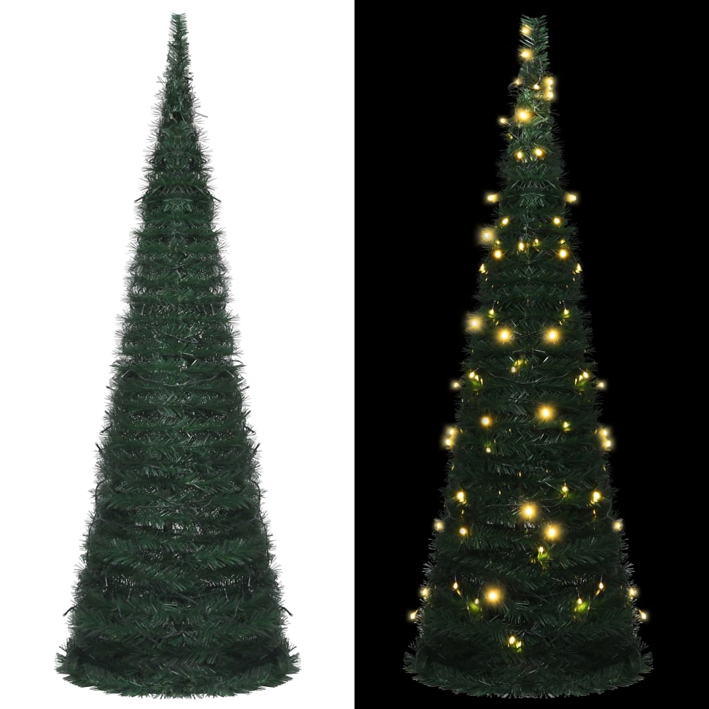 vidaXL Árbol de Navidad emergente preiluminado con luces verde 180 cm