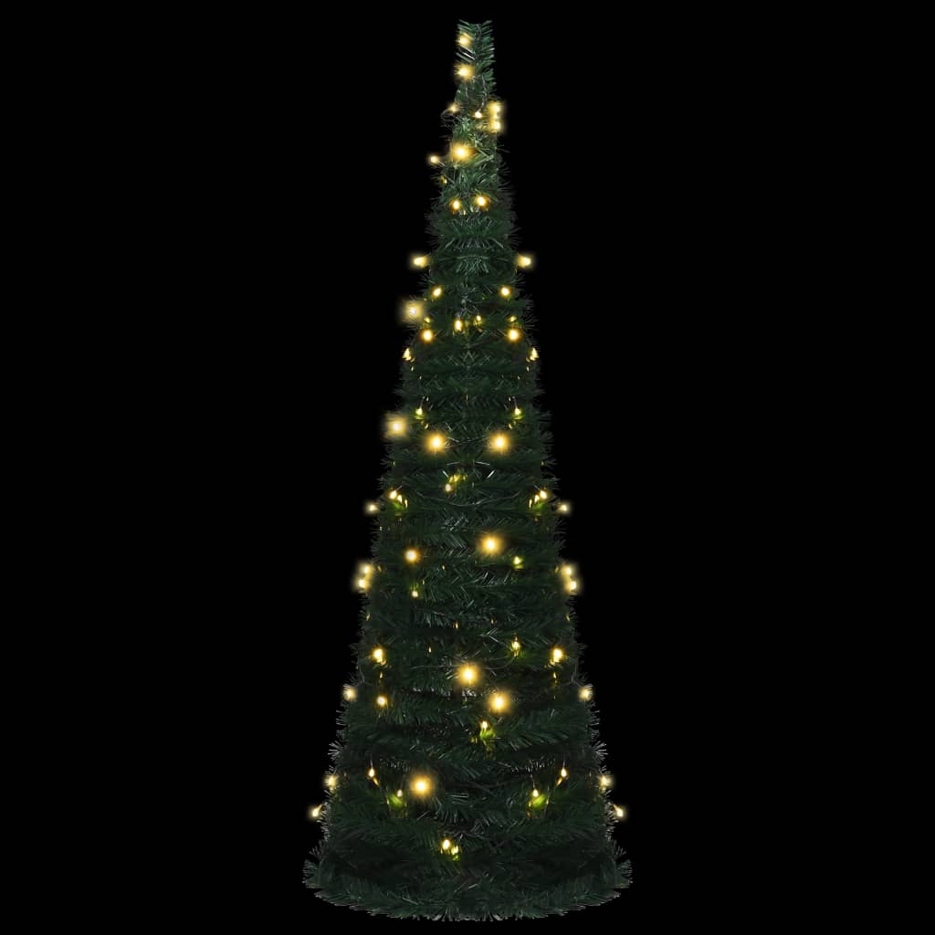 vidaXL Árbol de Navidad emergente preiluminado con luces verde 180 cm