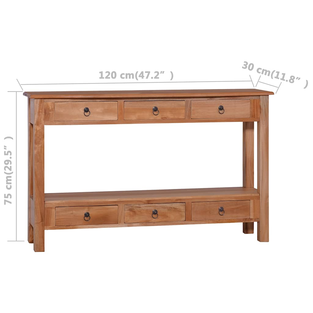 vidaXL Mesa consola de madera maciza de caoba 120x30x75 cm