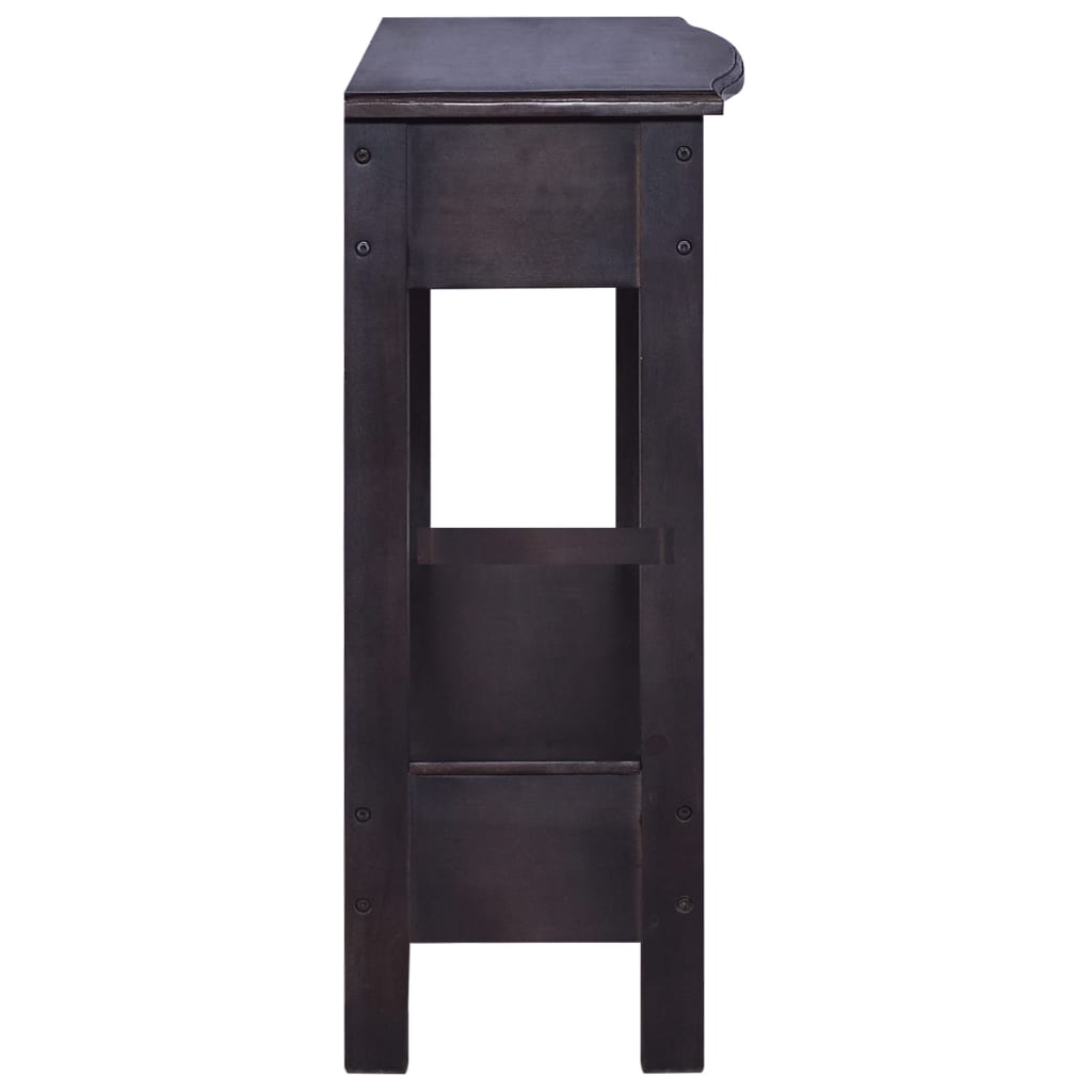 vidaXL Mesa consola de madera maciza caoba negro café 120x30x75 cm