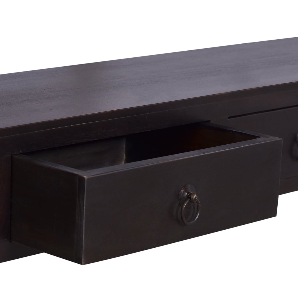 vidaXL Mesa consola de madera maciza caoba negro café 120x30x75 cm