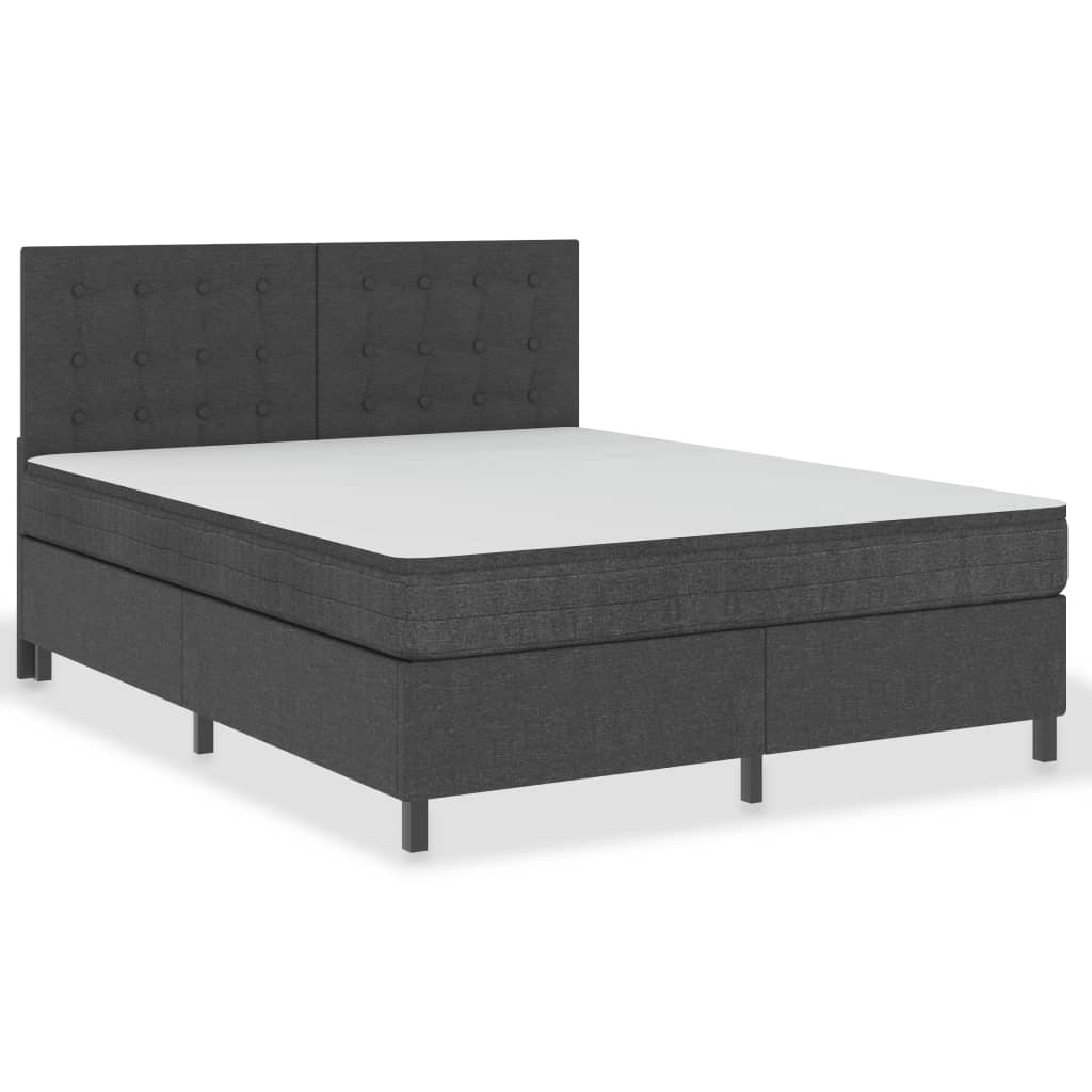 vidaXL Cama box spring tela gris oscuro 160x200 m