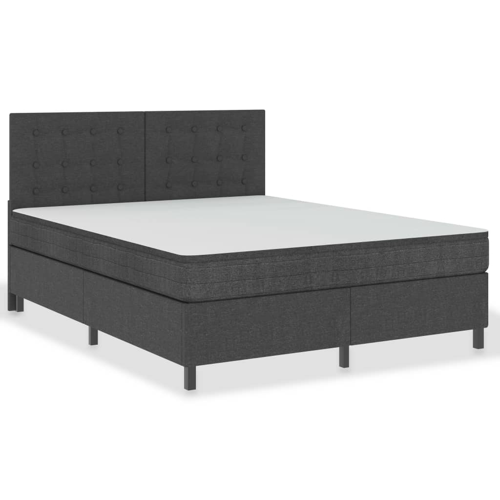 vidaXL Cama box spring tela gris oscuro 180x200 cm