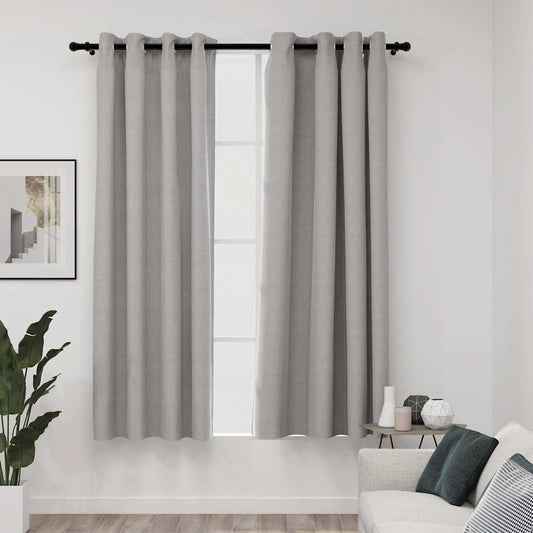 vidaXL Cortinas opacas con ojales look de lino 2 pzas gris 140x175 cm