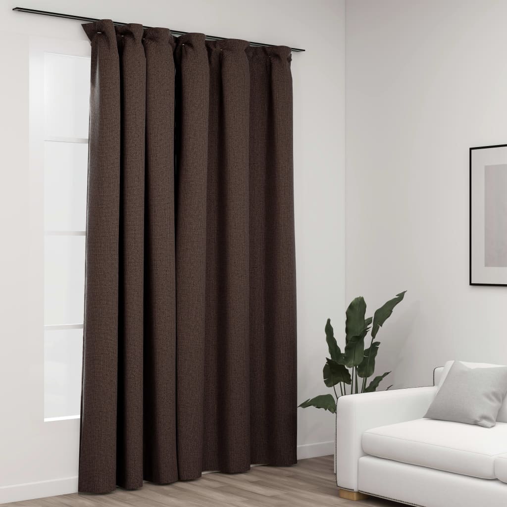 vidaXL Cortina opaca con ganchos look de lino gris taupe 290x245 cm