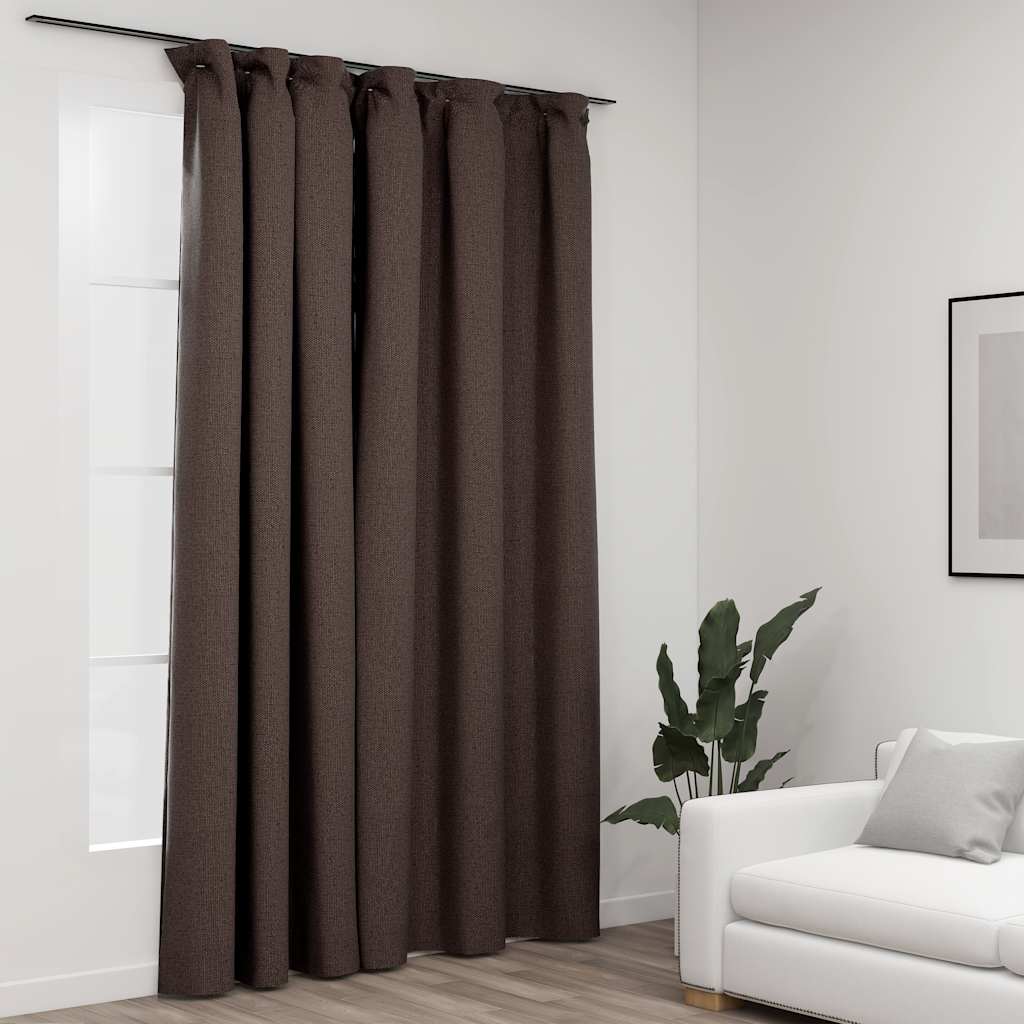 vidaXL Cortina opaca con ganchos look de lino gris taupe 290x245 cm