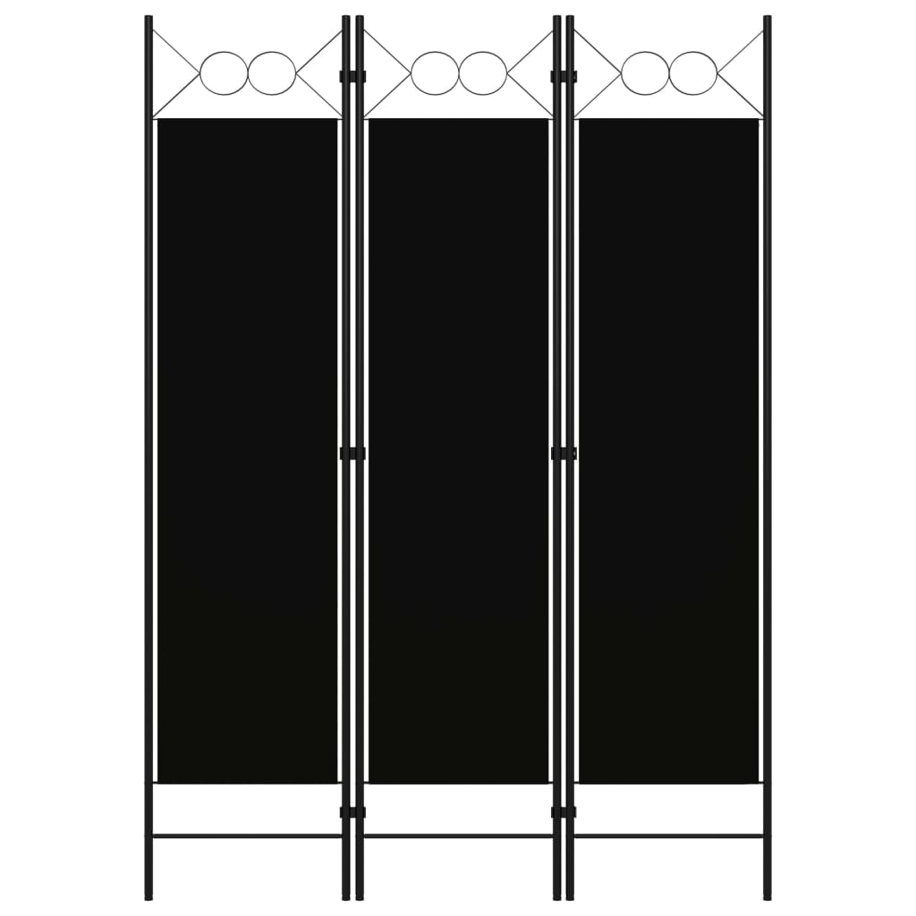 vidaXL Biombo divisor de 3 paneles negro 120x180 cm