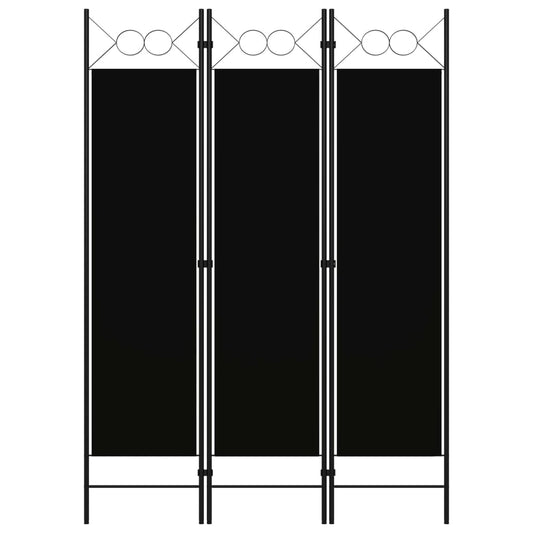 vidaXL Biombo divisor de 3 paneles negro 120x180 cm