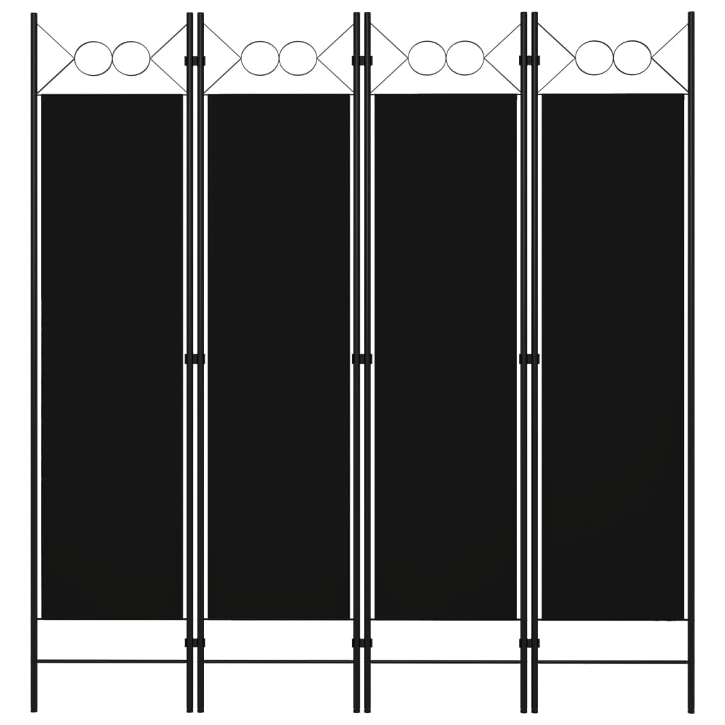 vidaXL Biombo divisor de 4 paneles negro 160x180 cm