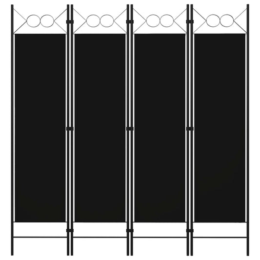 vidaXL Biombo divisor de 4 paneles negro 160x180 cm