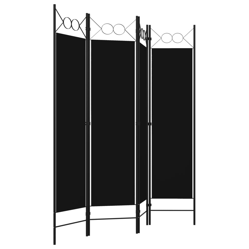 vidaXL Biombo divisor de 4 paneles negro 160x180 cm